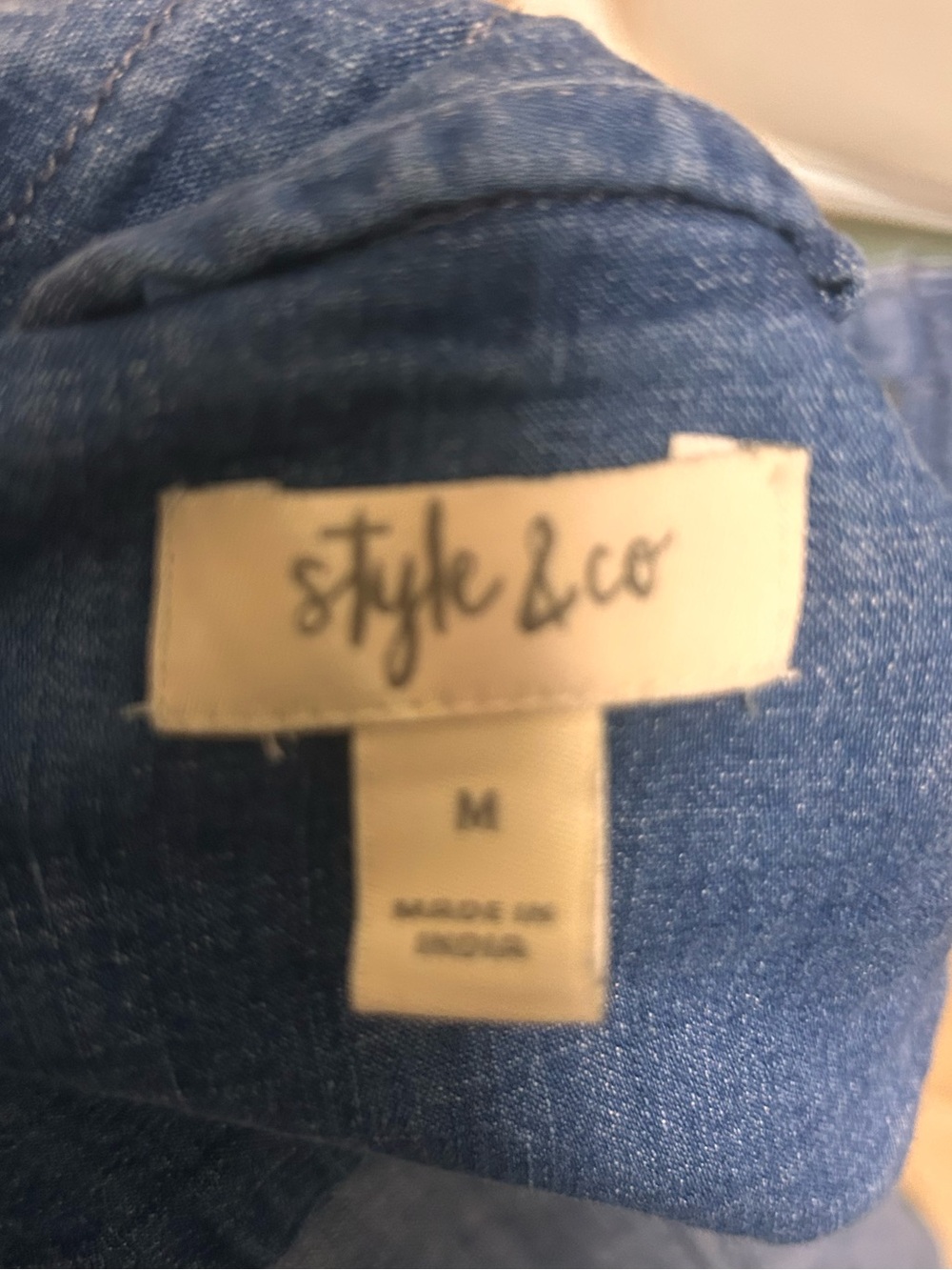 Style & Co. Cinched Waist Denim Field Utility Military Jacket Large - Picture 5 of 6